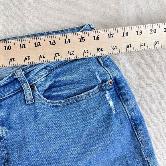 Old Navy Jeans OG Straight High Rise Women’s 14 Light Wash Distressed Stretch - Picture 6 of 10